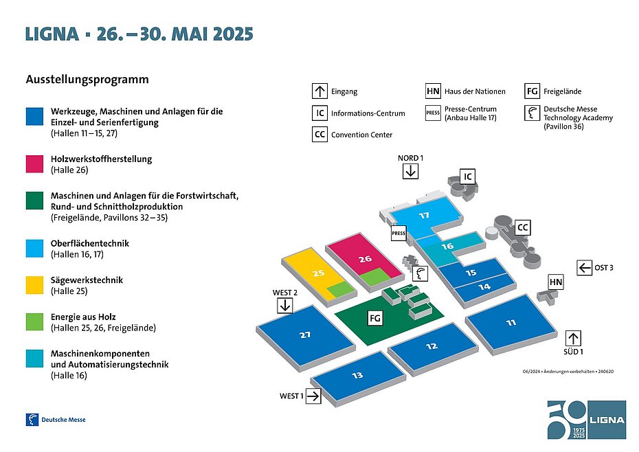 Hallenplan Geländeplan Ligna 2025