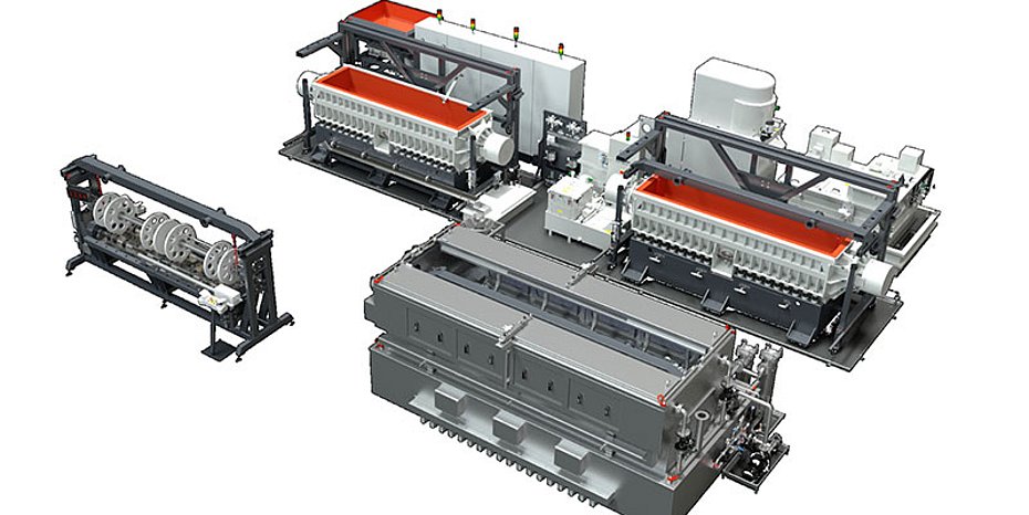 Vollautomatisierte Gleitschliffanlage Plastifizierschnecken 