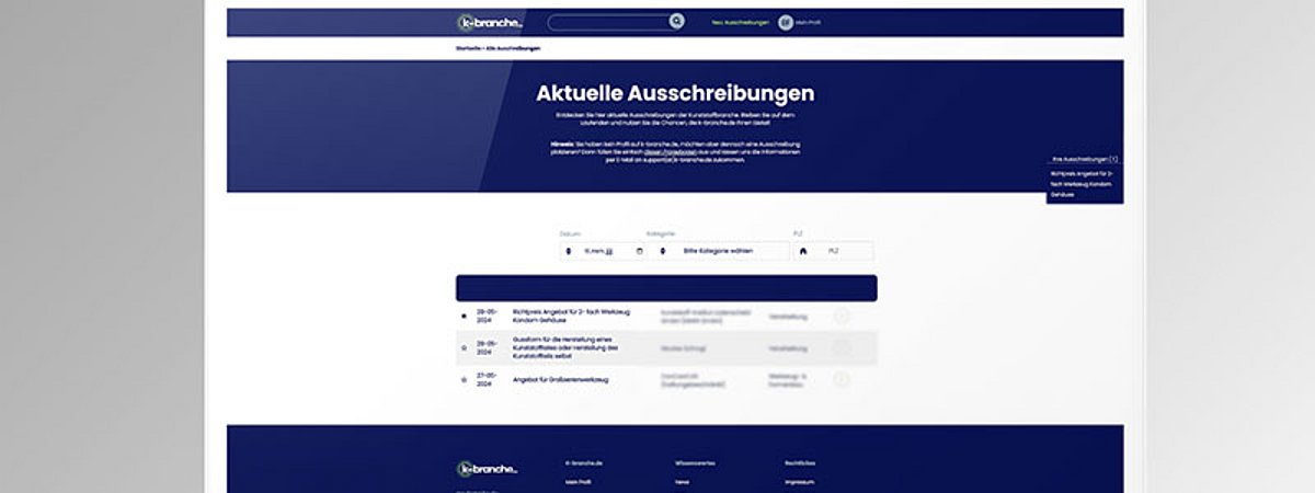 K-branche.de B2B Ausschreibungstool Kunststoff-Institut