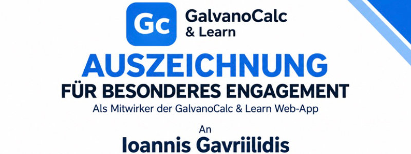 GalvanoCalc & Learn Auszeichnung Ioannis Gavriilidis